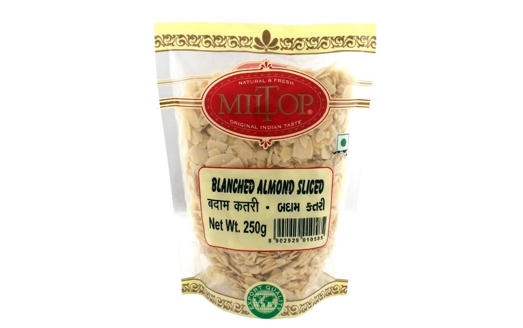 Miltop Blanched Almond Sliced    Pack  250 grams